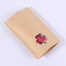 Aluminum Foil Kraft Paper Bags with Window Snack Food Sealed Bag Dried Tea Grain Candy Zipper Lock Stand Up Wholesale