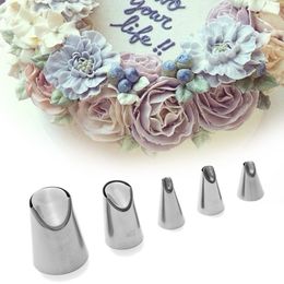 5pcs/set Pastry Baking Flowers Icing Piping Tips Nozzle Stainless Steel Pastry Nozzle Cake Decorating