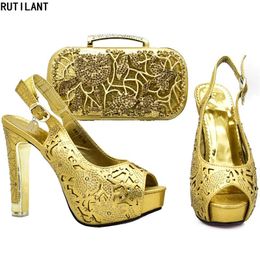 Dress Shoes And Bag For Nigeria Party Italian Bags To Match With Set Decorated Rhinestone Summer Pumps