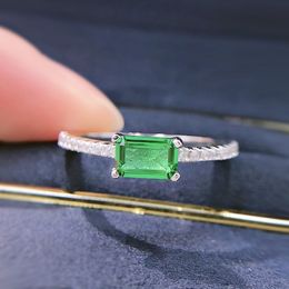 2021 4*6mm Created Moissanite Emerald Ring For Women Romantic Wedding Engagement Fine Jewelry Gifts