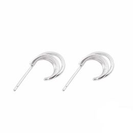 Geometric Earrings For Women Simple 3 Layer Curving Line Stud Earring Silver