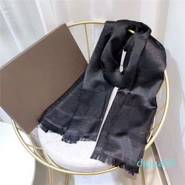 wholesale-Silk Scarf Fashion Man Women 4 Season Shawl Scarf Letter Scarves Size 180x70cm 6 Colour High Quality
