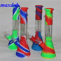 beaker base silicone bongs water pipes glass hookah bowl silicone oil dab rig for smoking catcher quartz banger