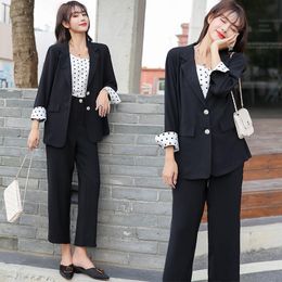 Women's Fashion Suit 2021 Spring Slightly Oversized Girls Small Jacket Western Style Leisure Trousers Three-piece Set Two Piece Pants