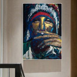 Woman Smoking Posters Canvas Pictures Wall Painting For Living Room Portrait Modern Home Decor Oil Painting