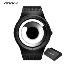 Sinobi Unique Vortex Concept Watch Men High Quality 316l Stainless Steel Modern Male Sports Black Wrist Watches Montre Homme Q0524