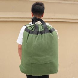 Large Men Military Backpack Canvas Bag Bucket Rucksack Travel Camouflage Drawstring Hiking Camping Mountaineering Luggage XA148D Y0721