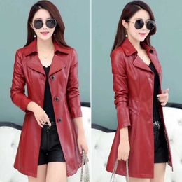 fall Women Faux Leather Jackets Fashion Long Sleeve Loose Plus Size PU Leather Coat Winter Women Leather Outerwear 211011