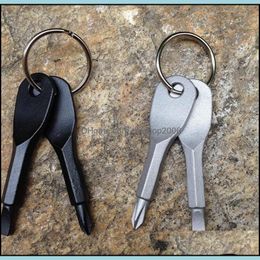 Other Hand Tools Home & Garden Pocket Outdoor Tool Screwdriver Stainless Steel Key Ring Keychain Mti Pendants Mtifunction Kka7784 Drop Deliv