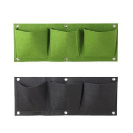 Planters & Pots Wall Hanging Planting Bags 3 Pockets Grow Bag Planter Vertical Garden Vegetable Living Home Supplies 1 Pc