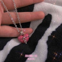 Y2K Pink Purple Copper Heart Shape Lock Open Box Pendant Necklace For Women Party Fashion Jewellery Long Chain G1206