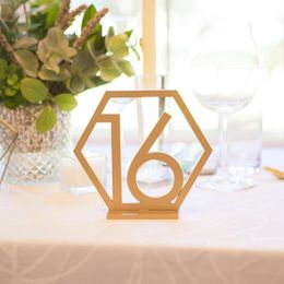 Party Decoration Wedding Table Number Signs Wooden Ornament Craft Roman Numerals Geometric Laser Cutout Hexagon