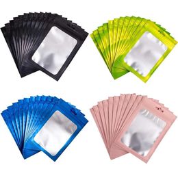 100Pcs Matt Aluminium Foil Window Zip Bags Christmas Gifts Pouches Jewellery Nail Beauty Bracelets Package Bags 7.5*12cm