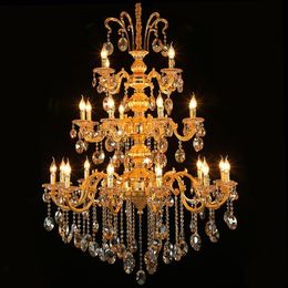Europäische K9 Kristall Kronleuchter Royal Gold Luxus Anhänger Lampe Villa Wohnzimmer Wohnzimmer Dekoration LED Indoor Hause Beleuchtung