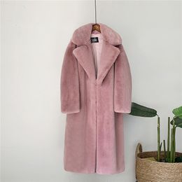 winter style Korean autumn and winter women's thickened long imitation mink fur coat faux fur imitation fur coat 211110