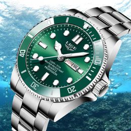 LIGE Watch Men Watches Waterproof Clock Man Top Brand Luxury Watches Mens Quartz Wristwatch Diver Relogio Masculino+Box 210527