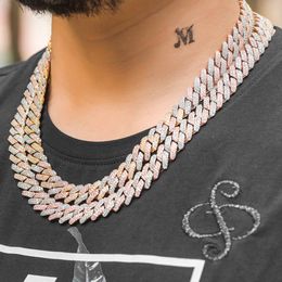 12mm Cuban Chain Neck, Two Tone Dad Jewelry, with Ice Chain Q0809