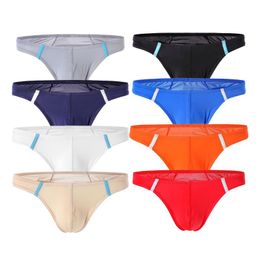 Underpants Sexy Mens Briefs Jockstrap Penis Pouch Thong T Pants Comfortable Ice Silk Underwear Low Waist Sissy Gay PantiesUnderpants