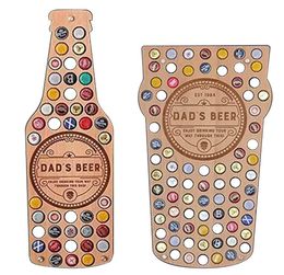 Dad's Beer Cap Holder Wood Home Art Decoration Bottle Caps Collection Bracket Unique Gift for Father's Day Wall Decor Art for Craft Beer Lovers