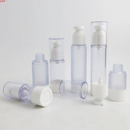 10 x 15ml 30ml 50ml Empty Transparent Frost Airless Pump Cosmetic Bottles Travel Lotion Cream Vacuum Toiletrieshigh qty