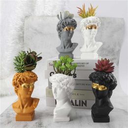 Paint DIY Resin Vase Home Decoration Makeup Brush Storage Box Pen Holder European Style Decoration Head Sculpture Model Wedding 210623