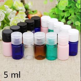 100 pcs 5 ml Transparent Plastic Square Bottle Crystal Clear Flip Top Cap Perfume Water Empty Packaging Bottlesgood qty