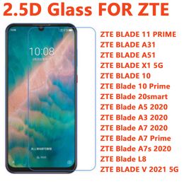 2.5D tempered glass protector for ZTE Blade 11 PRIME A31 A51 X1 5G 10 10-PRIME 20 SMART A5 A3 A7 A7-PRIME A7S 2020 BLADE V 2021 phone screen protectorS