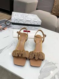 One word water drill upper sandals rivet heel design with dress size 34-39 box bag