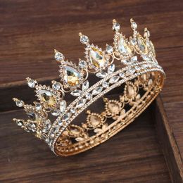 Vintage Wedding Queen King Tiaras and Crowns Bridal Head Jewellery Accessories Women diadem Pageant Headpiece Bride Hair Ornament X0625