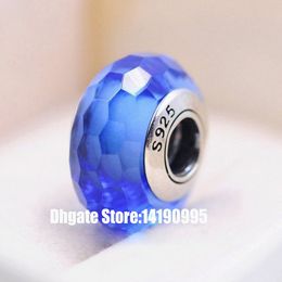 2pcs 925 Sterling Silver Blue Fascinating Faceted Murano Glass Beads Fit Pandora Style Jewellery Charm Bracelets & Necklaces