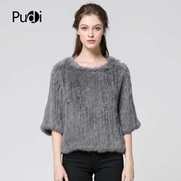 CR004 pullover women real rabbit fur knitted coat jacket vests wraps smock overall 11 Colours black beige T191118