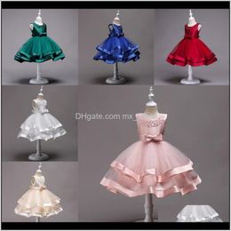Baby Clothing Baby Maternity Drop Delivery 2021 Wedding Dresses 7 Colors Bow Tie Beaded Lace Princess Invisible Zipper Mesh Dress Kids Girls