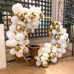 Balloon Garland Arch Kit White Gold Latex Balloons Girl Boy Baby Shower Wedding Birthday Party Decor Supplies Balloons 210719