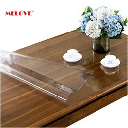 PVC Table Cover Desk Pad Soft Glass Waterproof cloth for Kitchen Dining Coffee Writing 1.0mm 1.5mm 211103
