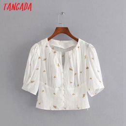 Women Retro Embroidery Romantic Summer Blouse Long Sleeve Chic Female Shirt Tops 3H99 210416