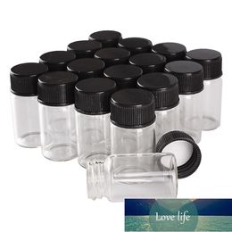 perfume bulk Australia - Bulk 100 pieces 7ml 22*40mm Small Glass Bottles with Black Plastic Caps Spice Jars Perfume Bottle Art Crafts
