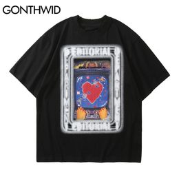 Oversized Tee Shirts Streetwear Vintage Game Console Tshirts Harajuku Hip Hop Casual Cotton Short Sleeve T-Shirts Tops 210602