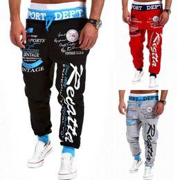 Men Male Letter Printed Sports Trousers Elasticated Joggers Sweat Pants Gym Jogging Running printing trousers streetwear 210930