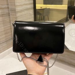 Chain shoulder bags flaps fashion luxury designer handbags lady cross body cover high quality women popular purse plain square letter hot new Patent Leather wallets