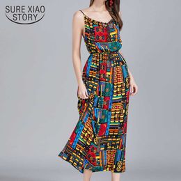 Fashion women dresses sexy dress harajuku elegant dress Sleeveless Print A-Line Beach Style chiffon dress 3824 50 210527