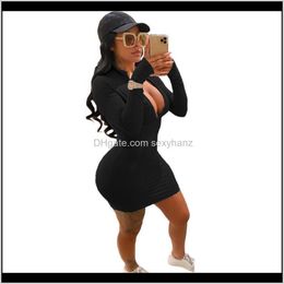 Casual Dresses Womens Clothing Apparel Drop Delivery 2021 Hirigin Sexy Plus Size Bodycon Mini Dress Long Sleeve Fall Clothes For Women Fashio