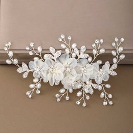 Wedding white Flower Hairpins Headdress Combs for Bride Bridal Tiaras Jewellery 210616