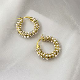 Retro Fashion Wild Pearl Earrings Stud High-End Gold-Plated Winter Models Trend Niche Design Ins Jewellery Accessories