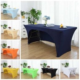 Wedding Spandex Table Cloth Cover Rectangular Lycra Linen One Side Open el Banquet Party Name 211103