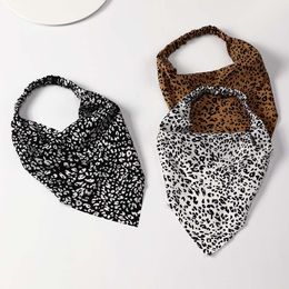 Leopard Print Triangle Bandana Hairband Elastic Hair Band Women Satin Solid Bandage Headband Turban Girls Hair Accessories