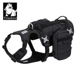 TRUELOVE High Performance Tactical Training Military Backpack Service Dog Harness with Dupont Cordura Waterproof Fabric YH1805 210712