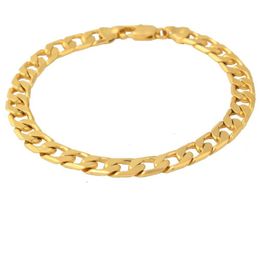 18k gold curb bracelet UK - Link, Chain 18K Yellow G F Solid Fine Gold 8.3" 10mm Bracelet Curb Link Jewelry
