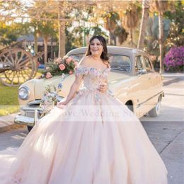 Princess 16 Pink Quinceanera Dresses Off Shoulder Lace Ball Gown Sweet 15 Dress Prom Gowns vestido de anos quinceaneras