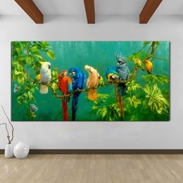 Pictures Colorful Parrots Animal Painting Canvas Painting Wall Art Prints For Living Room Modern Decorative Prints Posters