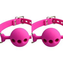 NXY Adult toys Fetish Extreme Full Silicone Breathable Ball Gag bondage open Mouth Gags Sex Toys For Couple adult game Size S M L 1201